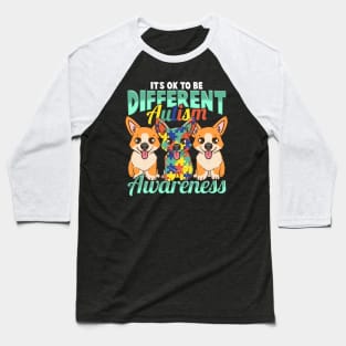 It's OK To Be Different Autism Awareness Puppies Baseball T-Shirt